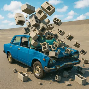 Car Crash Test Abandoned City