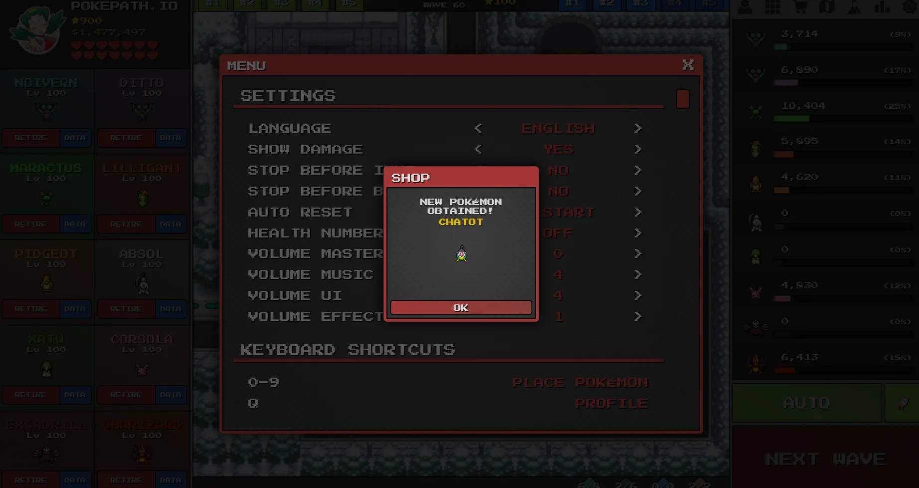 Chatot unlock sound settings