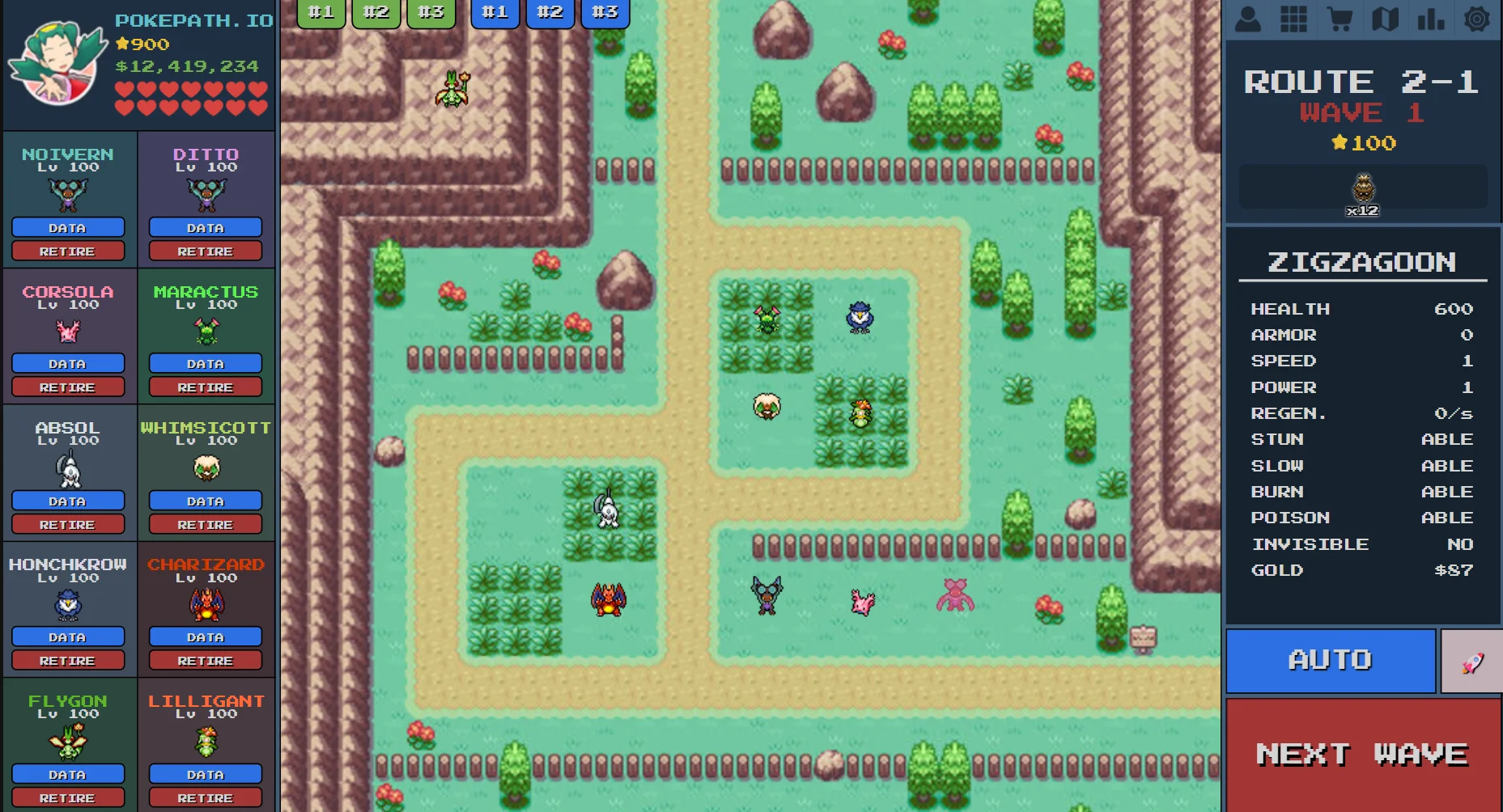 Route 2-1 No-Damage Team Setup