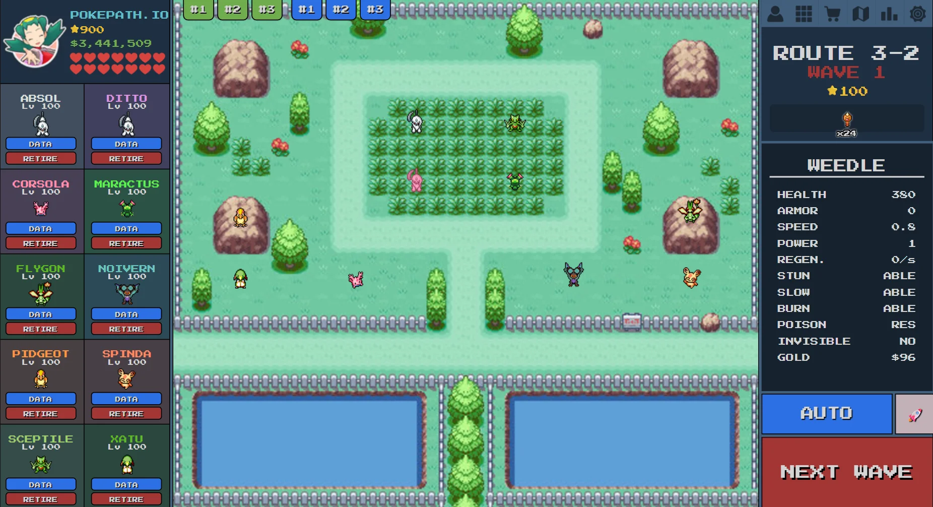 Route 3-2 No-Damage Team Setup